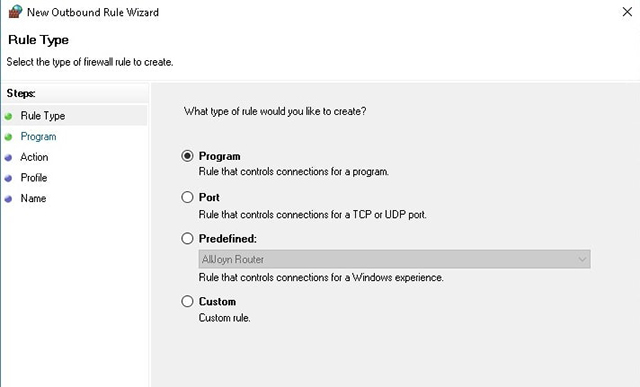 Windows10下阻止程序访问Internet的方法