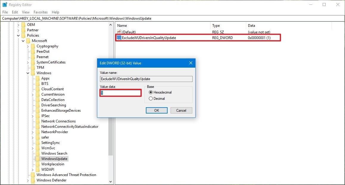 用Registry停止Windows 10 Update驱动更新的方法